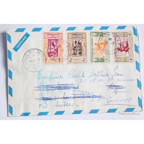 Timbres sur enveloppe a�rienne R�publique du DAHOMEY 1963