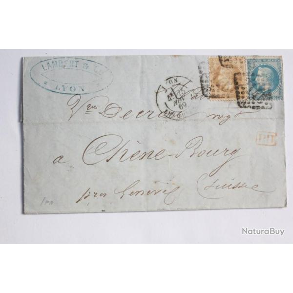 Pli marque postale France empire laur� 20c et 10c 1969 obl 2145