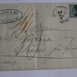 Pli marque postale France empire laur&eacute; 20c 1969 oblit&eacute;ration 2145 Lyon