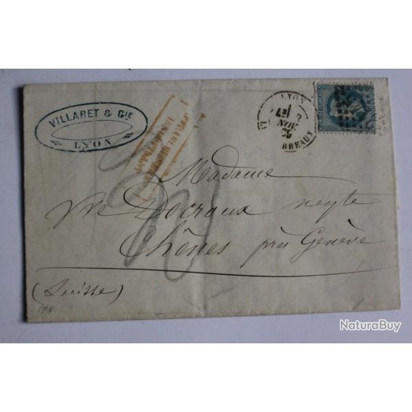 Pli marque postale France empire laur� 20c 1969 oblit�ration 2145 Lyon