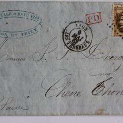 Pli marque postale France empire laur&eacute; 30c 1967 oblit&eacute;ration 2145 Lyon