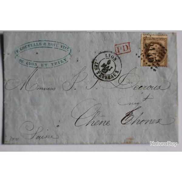 Pli marque postale France empire laur� 30c 1967 oblit�ration 2145 Lyon