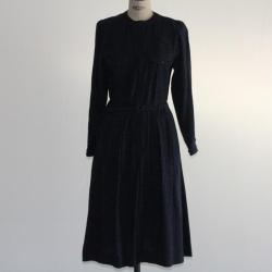 CACHAREL Robe bleue marine &agrave; pois vintage T40