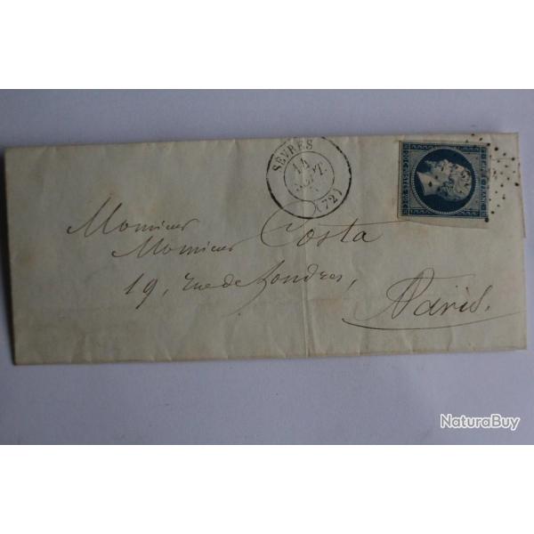 Timbre France Napol�on III second empire 20c 1855