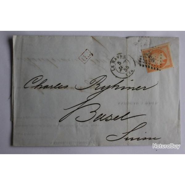 Pli marque postale France Napol�on III second empire 40c 1855