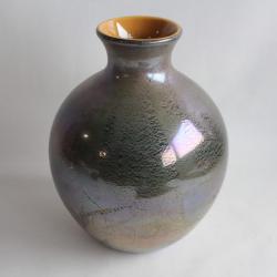 Vase verre d'art émaillé argent Japon Kamei silver glass art