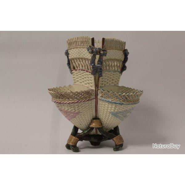 Ancienne Bouqueti�re c�ramique tripode