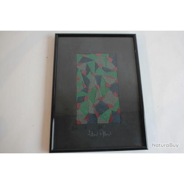 Tableau Gilbert Albert Collage cuir mosa�que Galuchat