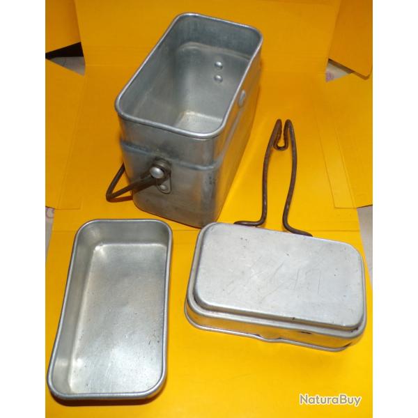 GAMELLE DE 1939 WWII POUR LE REPAS DE  L'ARMEE FRANCAISE DE FABRICATION FRANCAISE EN ALUMINIUM PUR ,