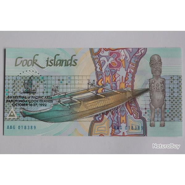 Billet 3 Dollars �les Cook 6th Festival Pacific Arts 1992 neuf