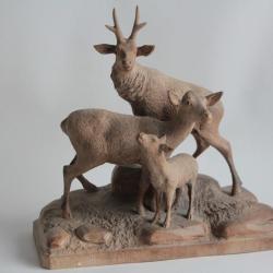 Sculpture bois Chevreuils Brienz Art populaire Suisse For&ecirc;t Noire