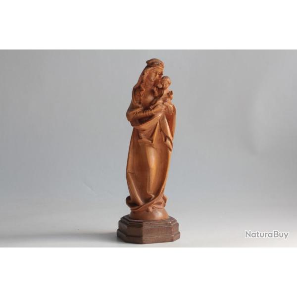 Ancienne Vierge � l'enfant en bois sculpt�