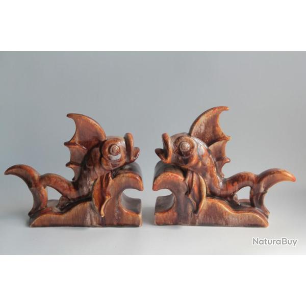 Serre-livres c�ramique Poissons