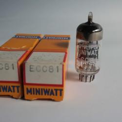 Paire Ampoules radio Philips Miniwatt ECC81 radio &agrave; tube neuf