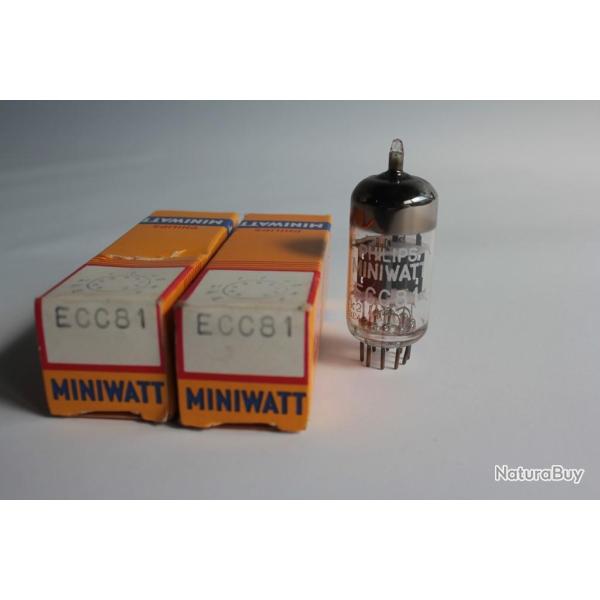 Paire Ampoules radio Philips Miniwatt ECC81 radio � tube neuf