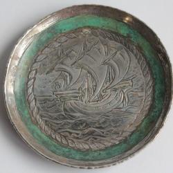 Coupelle dinanderie LOYS Lucha Bateau Art déco