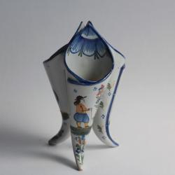 Vase porte-bouquets tripode faïence HB Quimper