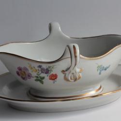MEISSEN Saucière porcelaine Fleurs XIXe siècle