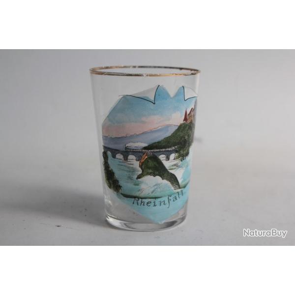 Ancien verre �maill� Souvenir Rheinfall Suisse
