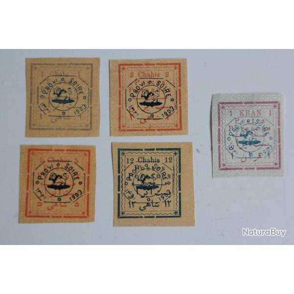 Timbres Poste Persane surcharge provisoire 1903