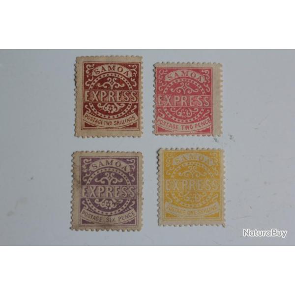 Timbres Samoa poste locale 1877 two pence et n�3-5-6