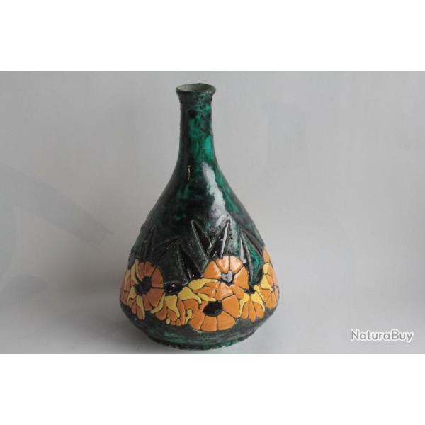 Vase c�ramique �maill�e La Ma�trise Art d�co