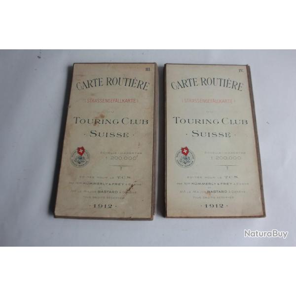 Carte Routi�re Plan Touring Club Suisse III et IV 1912