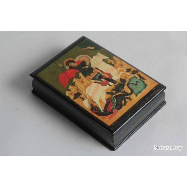 Bo�te laqu�e Russe Mstera Saint Georges terrassant le dragon