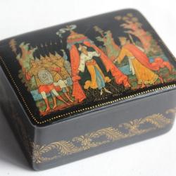 Bo&icirc;te laqu&eacute;e Russe Palekh Golden Cockrel Olga Kolygina 1993