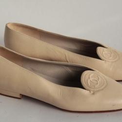 CHANEL Chaussures Ballerines cuir beige femme T34,5