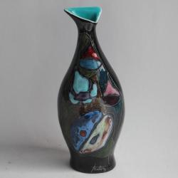 Marcello FANTONI Vase c&eacute;ramique &eacute;maill&eacute;e Italie