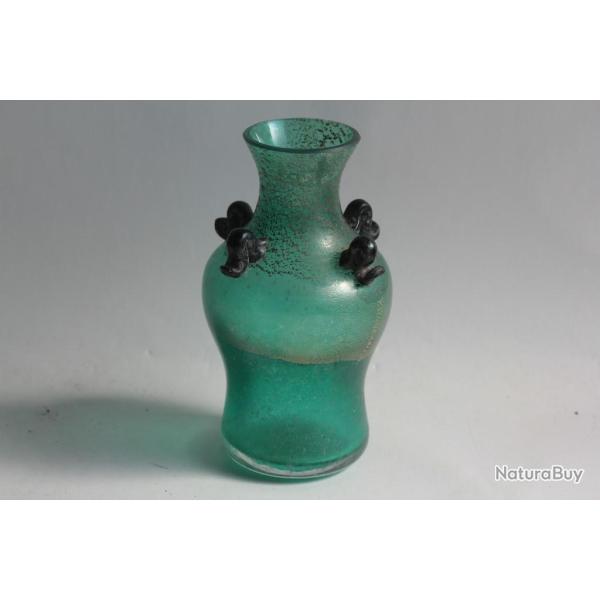 Mario GAMBARO Vase verre Murano Scavo