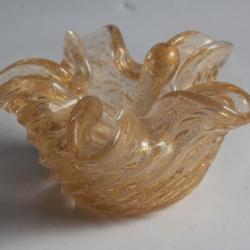Murano Cendrier et &eacute;crase cigare verre poudre d'or Barovier Toso