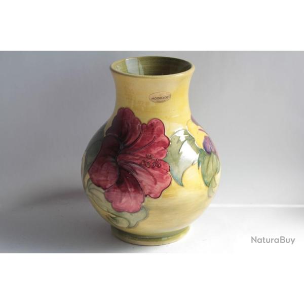 MOORCROFT Vase c�ramique Hibiscus Angleterre