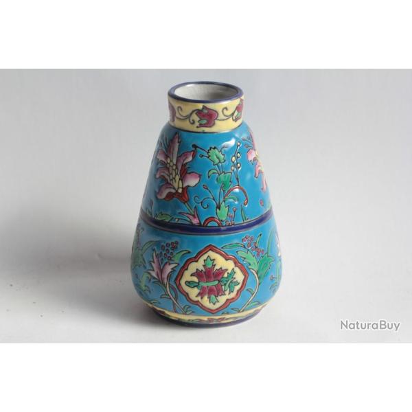 Vase c�ramique �maux de Louvi�re Belgique