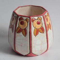 LONGWY Pot octogonal &eacute;maux Art d&eacute;co