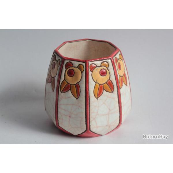 LONGWY Pot octogonal �maux Art d�co