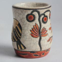 LONGWY & PRIMAVERA Petit Vase &eacute;maux Art d&eacute;co