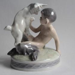 ROYAL COPENHAGEN Faune et ch&egrave;vre 498 Christian Thomsen Danemark