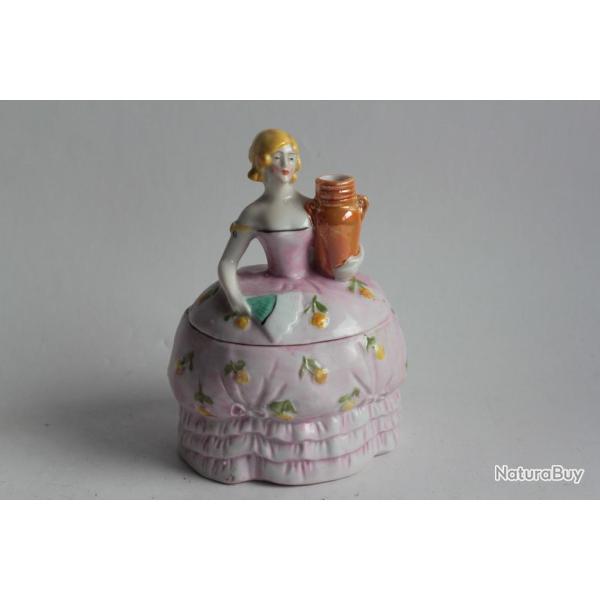Boite � poudre porcelaine Sitzendorf Femme Allemagne