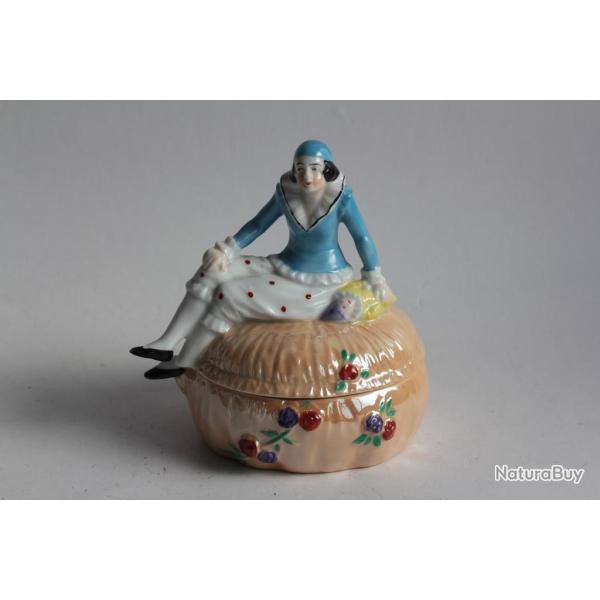 Boite � poudre porcelaine Sitzendorf Pierrette Allemagne