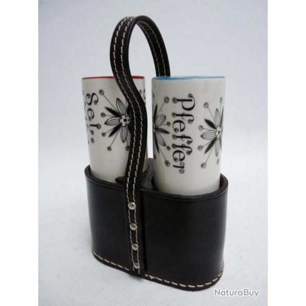 Sali�re Poivri�re Porcelaine Sel et Poivre Vintage Design 1970