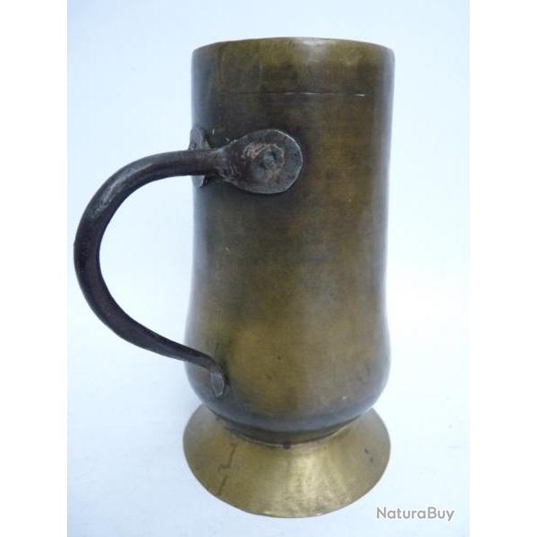 Ancienne Chope � bi�re Laiton Cuivre Antiquit� Alcool