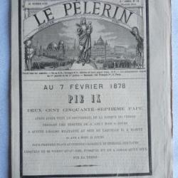 Journal LE PELERIN F&eacute;vrier 1878 Pape PIE IX Chr&eacute;tien Revue Chr&eacute;tienne