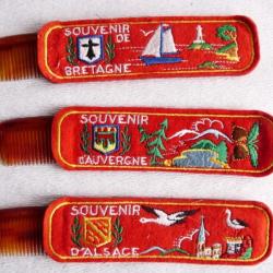 Ensemble &eacute;tui &agrave; peigne brod&eacute; Alsace Auvergne Bretagne