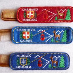 Ensemble &eacute;tui &agrave; peigne brod&eacute; Courchevel Chamonix Mijoux station ski