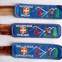Ensemble &eacute;tui &agrave; peigne brod&eacute; Haute-Savoie Avoriaz station ski