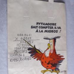 Ancien Sac papier illustr&eacute; publicitaire publicit&eacute; DERIB Pythagore