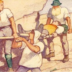 Entier postal Suisse Fête Nationale 1921 Caritas Transport d´un blessé