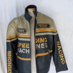 Blouson motard cuir Indianapolis driver Bronsen racing S